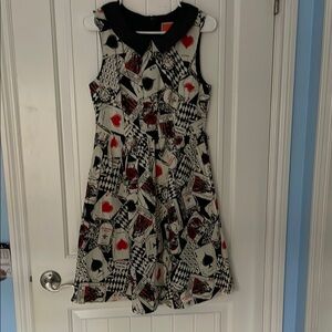 Modcloth Black and Red Card Motif Dress